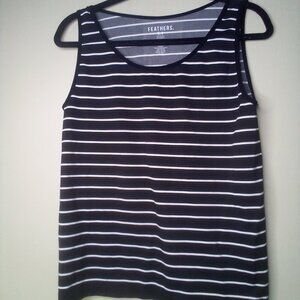 Feathers Tank Top Women S Sleeveless Soft Stretch Stripe Black White